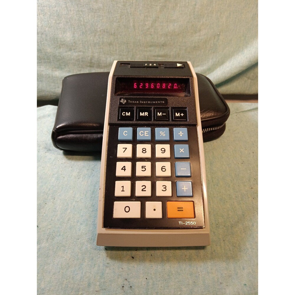 Vintage RED LED Texas Instruments TI-2550 MEMORY CALCULATOR  TESTED WORKS